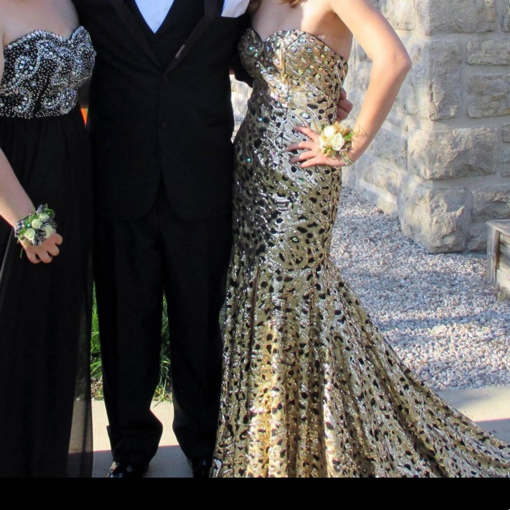 GOLD Rhinestone Prom Dress